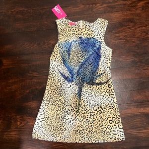 SAM - little girls size 7 leopard print and blue rose dress